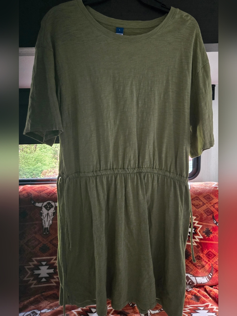 Old Navy Olive Green Drawstring Waist Mini Dress